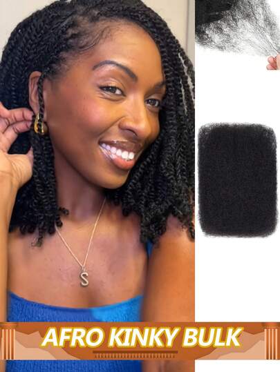 Brazilian Remy Hair Afro Kinky Curly Bulk Human Hair For Braiding 1 Bundle 30g/Pc Natural Color Braids Hair No Weft