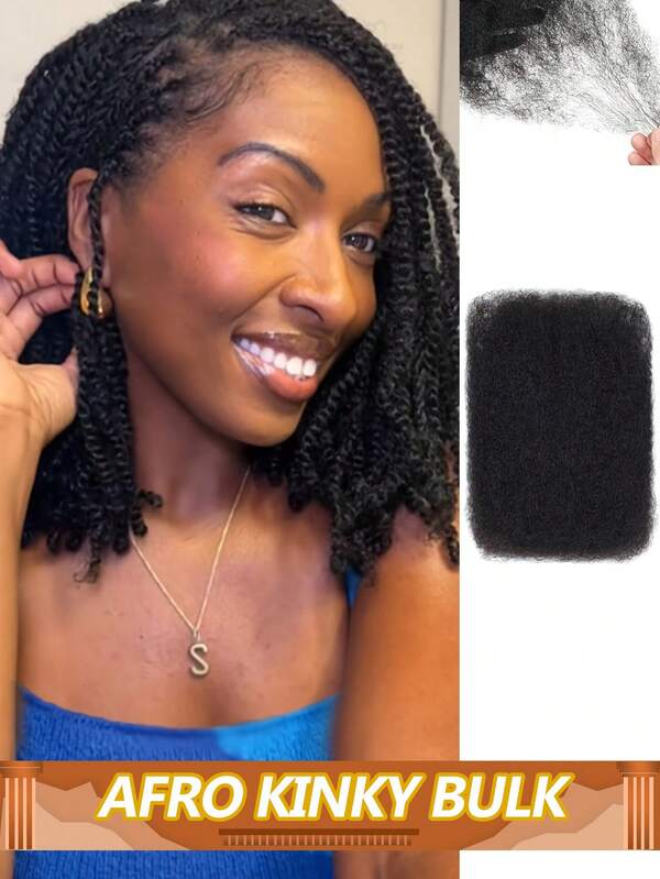 Brazilian Remy Hair Afro Kinky Curly Bulk Human Hair For Braiding 1 Bundle 30g/Pc Natural Color Braids Hair No Weft