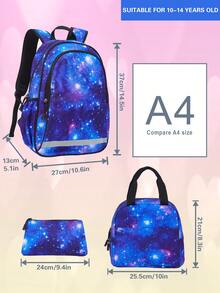 GUSTELL 3pcs Set Kids Backpack With Lunch Box & Pencil Case, Football, Dinosaur, Cartoon Pattern, Suitable For Travel, Camping, Outdoor, With Padded Back And Adjustable Straps, Fashionable Printed (Football Pattern) - Bundles - View 14