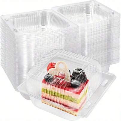 5/10/20/50/100pcs Disposable Transparent Rectangular Plastic Dessert Boxes With Lids, Baking Packaging Containers For Pastries, Cakes, Swiss Rolls, Mochi, Salads