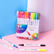 12pcs24pcs36pcs48pcscolor Brushes, Markers, Water-Based Dual Head Watercolor Pens, Color Washable Soft Head Pen Set, Both Heads Can Be Used, Water-Based Marker Pen Set Available For Selection, Holiday Gifts, Christmas Gifts