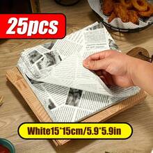 50 piezas de papel encerado con impresión de periódico vintage, para envolver sándwiches, hamburguesas, aperitivos fritos para freidora de aire, suministros de cocina y horneado