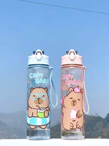 1 New Type Of Summer Water Bottle With Cartoon Animal Patterns For Boys And Girls, Suitable For Kindergartens And Young Children. 1 Cute Cartoon Sports Water Bottle - 800 Ml, Straw Cup, With Handle, Leak-Proof, Shock-Resistant, Portable - Suitable For Travel, Outdoor Activities, Students' Use - Suitable For Children's Day, Graduation Season, The Best Gift For Children