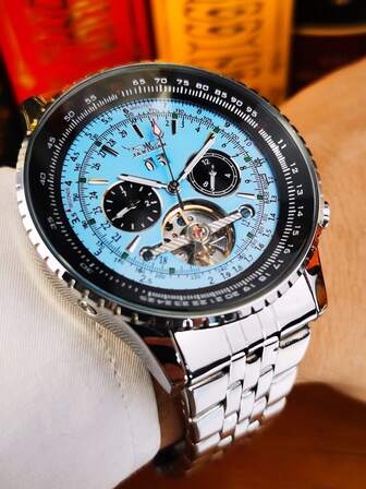 JARAGAR 1pc Fashion Multifunctional Mechanical Watch For Men Small Dials Tourbillon Skeleton Automatic Men Watches Top Brand Luxury Wristwatches Gifts