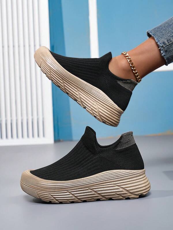 Women's Slip-On Casual Shoes, Thick Sole Platform, Comfortable, Versatile For All Seasons, Y2K Relaxed Style
