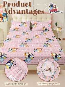 Bluey 1 bộ ga trải giường Bruie, bộ đồ giường họa tiết Bruie lớn lên, tấm bảo vệ nệm, ga phủ giường, đồ dệt gia dụng thoải mái, tấm bảo vệ nệm thoáng khí thân thiện với da, chống xù lông, ga phủ giường hoạt hình, trang trí nhà cửa, ga phủ giường trang trí phòng ngủ/ký túc xá, trang trí mùa thu, trang trí phòng. - Hồng - Xem 6