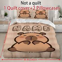 2/3 件套个性化姓名水豚卡通印花床上用品套装,床单套装 - 卧室系列,含 1 个被套和 1-2 个枕套,特大号床罩,床单,柔软亲肤涤纶,可机洗,可干洗。适用于家居和卧室装饰、大学宿舍必备、个性化礼物、房间装饰、双人床品、房间装饰用品、万圣节、多功能、装饰性强、可重复使用、精致、时尚、高品质、色彩丰富、现代、可定制、个性化、独特、送给他的理想礼物、送给她的理想礼物、送给男朋友、爸爸、女朋友、妈妈、家人、朋友、茶室、家庭、花园、办公室、周年纪念日、情人节、母亲节、生日、父亲节、毕业典礼、婚礼、乔迁之喜、家纺、圣诞节家居氛围、透气、轻便、柔软、温馨氛围 - 彩色 - 查看 14