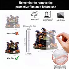 1pc Halloween Witch Black Cat Skull Pumpkin Fantasy Fairytale Decoration 2D Acrylic Home Desktop Artwork For Shopping Mall Bar Haunted House Holiday Party Scene Party Decorations Provide An Ideal Halloween Surprise For Family And Friends