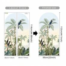 1pc Jungle Green Foliage Plant Arch Wallpaper Self Adhesive Decal Headboard Desert Green Wall Sticker Bohemian Style Wall Art Makeover Waterproof Mural Peel And Stick - Multicolor - View 15