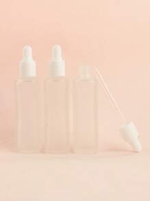 3/5/10/20pcs/Set Square Matte Empty Refillable Glass Dropper Bottles 5ml/8ml/10ml/15ml/20ml For Essential Oil, Serum, Perfume, Travel And DIY Use, White And Silver Cap