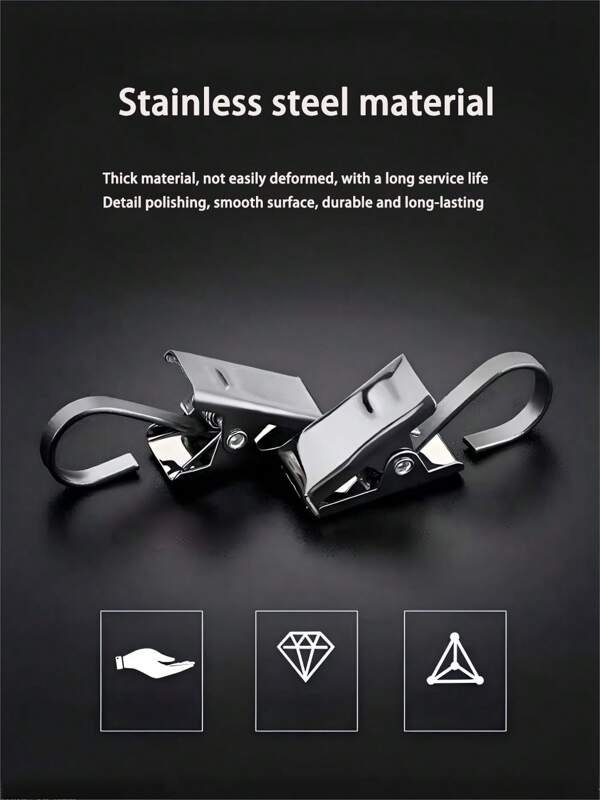 20pcs Stainless Steel Flat Hook Curtain Clips, Metal Window Curtain Hangers Shower Curtain Clamps