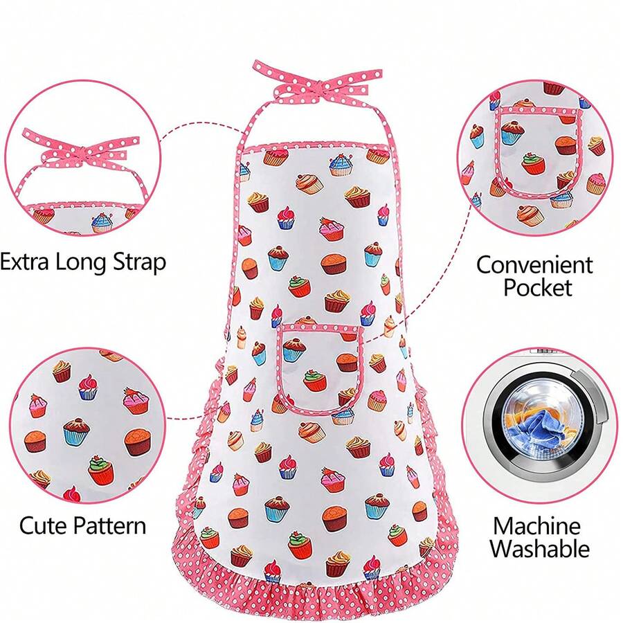 儿童围裙套装 - 4 件绘画和厨师角色扮演围裙，适用于艺术、工艺品、厨房、教室、派对或服装装扮 - 彩色 - 查看 1