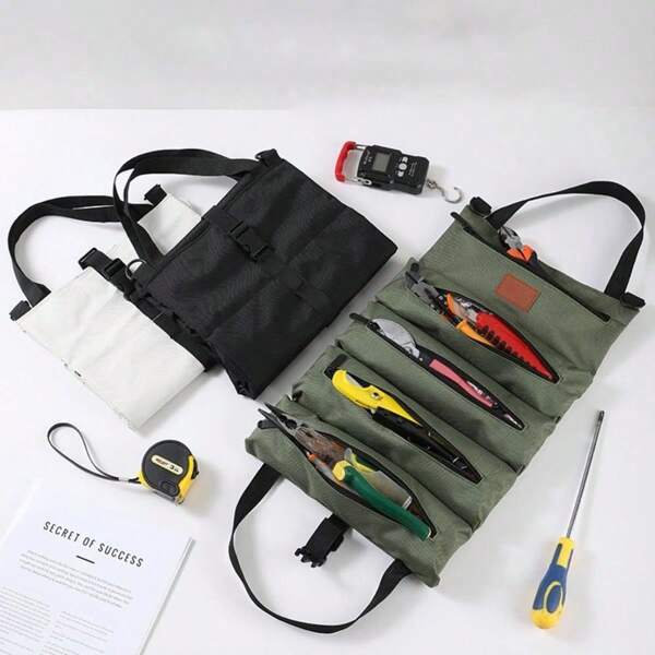 Portable Toolbox - Roll-Up Tool Storage Bag, With Handle, Multi-Pockets, Washable