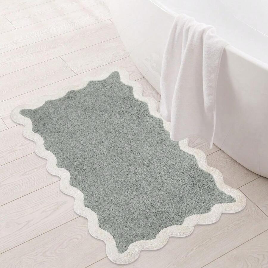Bathroom Rug Bath Mats For Bathroom  Sage Green Bath Rug | Bathroom Mats Or Bathtub Mat For Shower Accessories | Absorbent Rug Or Scallop Bath Room Runner Rugs - Forest Sage - View 1