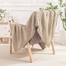Knit Throw Blanket,Classical Checkered Blanket For Couch,Cozy Warm Knitted Throw Blanket For Bed Sofa Living Room, Decorative Stretched Throw, Lightweigh,50"X 60"Oatmeal - Oatmeal - 查看 8