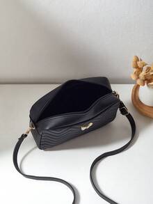 Fashionable Casual Women's Bag, Detachable Adjustable Shoulder Strap, Crossbody Small Square Bag, Exquisite Butterfly Hardware And Zipper Design, Suitable For Travel And Shopping - Black - View 6