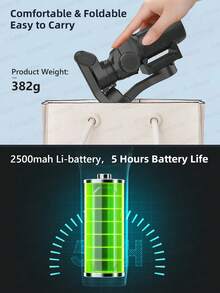 AXNEN 3 轴智能手机云台稳定器，配备 AI 面部追踪和内置延长杆 - 可折叠便携式设计 - 兼容 Android 和 IOS，适用于 Vlogging/直播/视频