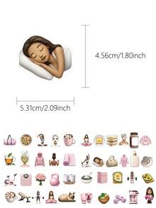 50 张 GYM Girl 贴纸防水 PVC 礼物卡通装饰剪贴簿笔记本电脑行李吉他水杯手机壳 DIY 贴花、学校用品、返校 - 彩色 - 查看 2