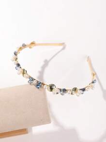 1 pieza Diadema vintage elegante con perlas falsas y , accesorio de cabello delicado y dulce con concha marina