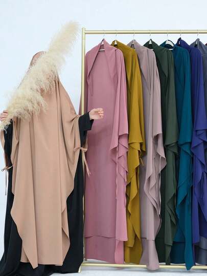 2 options : Abaya et Khimar, Khimar maxi long pour femmes musulmanes, foulard de prière, vêtement islamique, abaya pour femmes musulmanes, Chador hijab Khimar avec attache, convient pour le port quotidien et la prière, toutes saisons (veuillez vous référer attentivement au tableau des tailles)