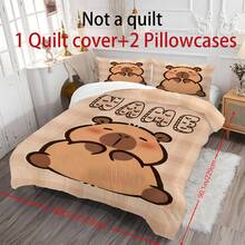 2/3 件套个性化姓名水豚卡通印花床上用品套装,床单套装 - 卧室系列,含 1 个被套和 1-2 个枕套,特大号床罩,床单,柔软亲肤涤纶,可机洗,可干洗。适用于家居和卧室装饰、大学宿舍必备、个性化礼物、房间装饰、双人床品、房间装饰用品、万圣节、多功能、装饰性强、可重复使用、精致、时尚、高品质、色彩丰富、现代、可定制、个性化、独特、送给他的理想礼物、送给她的理想礼物、送给男朋友、爸爸、女朋友、妈妈、家人、朋友、茶室、家庭、花园、办公室、周年纪念日、情人节、母亲节、生日、父亲节、毕业典礼、婚礼、乔迁之喜、家纺、圣诞节家居氛围、透气、轻便、柔软、温馨氛围 - 彩色 - 查看 18