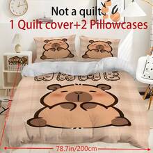 2/3 件套个性化姓名水豚卡通印花床上用品套装,床单套装 - 卧室系列,含 1 个被套和 1-2 个枕套,特大号床罩,床单,柔软亲肤涤纶,可机洗,可干洗。适用于家居和卧室装饰、大学宿舍必备、个性化礼物、房间装饰、双人床品、房间装饰用品、万圣节、多功能、装饰性强、可重复使用、精致、时尚、高品质、色彩丰富、现代、可定制、个性化、独特、送给他的理想礼物、送给她的理想礼物、送给男朋友、爸爸、女朋友、妈妈、家人、朋友、茶室、家庭、花园、办公室、周年纪念日、情人节、母亲节、生日、父亲节、毕业典礼、婚礼、乔迁之喜、家纺、圣诞节家居氛围、透气、轻便、柔软、温馨氛围 - 彩色 - 查看 15