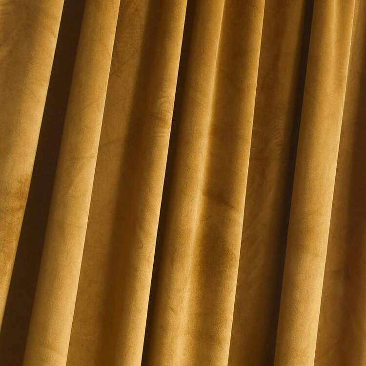 63 Inch Length Berry Color Block Rod Pocket Thermal Insulated Window Drapes Set Living Room/Bedroom/Dining Room, W52 X L63, 2 Panels, Home Decor - Mustard - View 6
