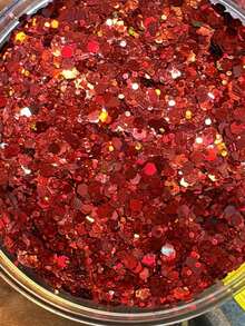 Holographic Flocked Glitter 10g Bag Each - Red - View 1