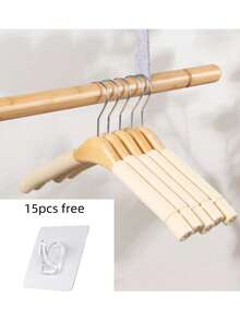 5pcs Sponge Rubber Padded Wooden Hangers, Slip Resistant & No Marks Clothes Hanger For Wardrobes Dress Pants Shoes Jeans Boots Skirt,Spring,Minimalist,Summer Tops - Multicolor - View 13