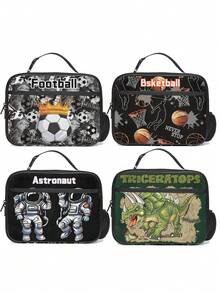 儿童时尚宇航员印花午餐袋，生动的图案设计适合儿童审美，隔热可重复使用，适合上学、野餐、短途旅行，是送给男孩的完美礼物 - 男款便當袋 - 查看 1