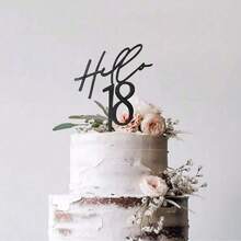 Que cắm trang trí bánh sinh nhật bằng acrylic đen chữ "Hello" (18/12/30/40/50/60 tuổi) thích hợp cho tiệc sinh nhật. - Nhiều màu - Xem 4
