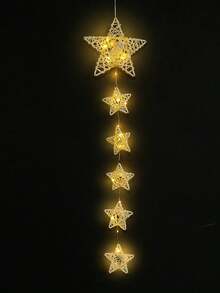 1pc Handmade Rattan Heart Shaped Wind Chimes, Decoration Light, Birthday Gift - White - View 6