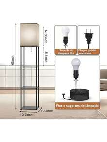 Lámparas De Piso Con Estante 3 Colores Metal Lámpara De Pie - Tipo de Enchufe A USA (110-127V) - Ver 7