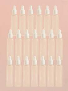 3/5/10/20pcs/Set Square Matte Empty Refillable Glass Dropper Bottles 5ml/8ml/10ml/15ml/20ml For Essential Oil, Serum, Perfume, Travel And DIY Use, White And Silver Cap