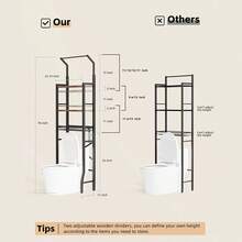 Over The Toilet Storage Cabinet, Over Toilet Bathroom Organizer 4-Tier Over Toilet Shelf Freestanding Space Saver Bathroom Shelves Above Toilet For Room, Black - 黑色 - 查看 2