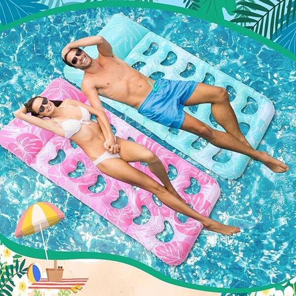 1 pièce Matelas flottant gonflable, repos de vacances, voyage, bronzage, lit de piscine gonflable flottant, lit de plage, sports aquatiques, hamac d'eau, repose-tête flottant, grand tapis flottant