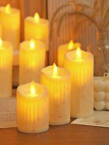 1个逼真塑料电子蜡烛灯，电池供电无焰蜡烛灯，家居装饰打火机蜡烛，蜡烛灯，婚礼装饰蜡烛灯，许愿蜡烛，适用于节日、派对、婚礼和祈祷场景装饰，室内卧室装饰蜡烛，圣诞装饰蜡烛 - 黃光 - 查看 9