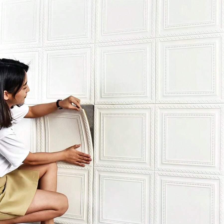 [10/20/30 件] 3D 立方体泡沫墙贴 - 防水可水洗自粘乙烯基墙纸，适用于客厅、厨房、卧室、宿舍装饰 - 可剪切、剥离并粘贴在天花板上