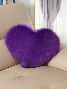 1PC迷你心形毛绒抱枕卧室装饰沙发汽车腰枕靠垫内填充物 - 紫色 - 查看 2