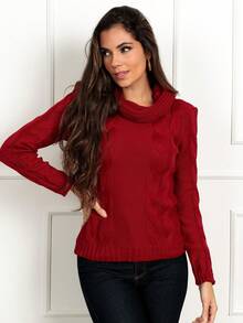 Women Sweaters - Burgundy - View 2