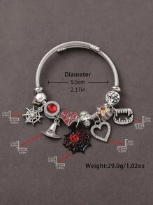 Cross-Border Popular Personalized Design Halloween Bracelet, Funny Skeleton, Ghost, Spider Web, Heart, Pumpkin Pendant, Party Bracelet Bangle