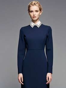 1 件复古水钻可拆卸衣领，奢华手工装饰珍珠闪亮衣领，适合季节性穿着 - 多色 - 查看 6