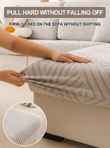 1pc Stretch Sofa Slipcover, Pets Friendly, Jacquard Dust-Proof Couch Covers, Furniture Protector Fuzzy Non Slip Sofa Cover, For Bedroom Office Living Room Decor, For Cats, Pets Home Decor