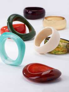 1 Pc Resin Chunky Bangle Cuff Bracelet Irregular Shape Arm Band Jewelry For Women - Multicolor - View 1