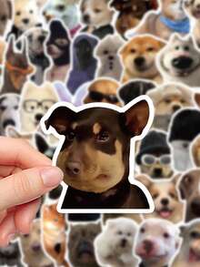 50 张搞笑小狗 MEME 贴纸合集，可用于剪贴簿、行李箱、笔记本电脑装饰，可作为送给好朋友、学校用品、返校礼物 - 彩色 - 查看 4