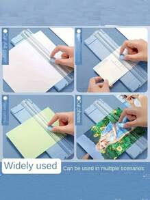 1 件切纸机，小尺寸，A4 兼容，滑动裁纸器，双面适用于纸张、照片、复印纸、文具，包括尺子和剪刀工具，返校礼物 - 彩色 - 查看 9