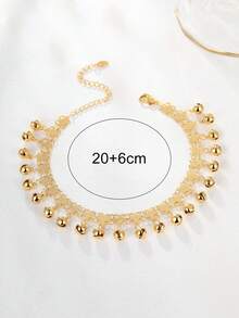 1 Pc Fashionable & Versatile Simple Elegant Tassel Bells Anklet For Women - Yellow Gold - View 10