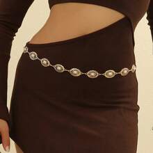 1 件波西米亚风格雕花金属腰带，适合夜间约会、派对、婚礼和节日等休闲场合，可搭配秋季、秋季、万圣节