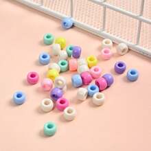 100 Piezas de Cuentas de Caballo se utilizan para el proceso de macarrón de plástico con perforación, cuentas de cabello Rainbow a granel, suministros para hacer joyas DIY como pulseras y collares (Macaron)