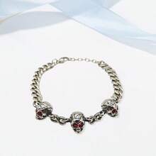 Embrace Your Inner Punk With This Retro Silver Skull Punk Bracelet - Perfect For Halloween - Silver - View 3